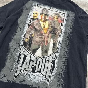 Vintage Black Y2k Mens S Tapout Crewneck Short Sleeve Square‎ Graphic Tshirt